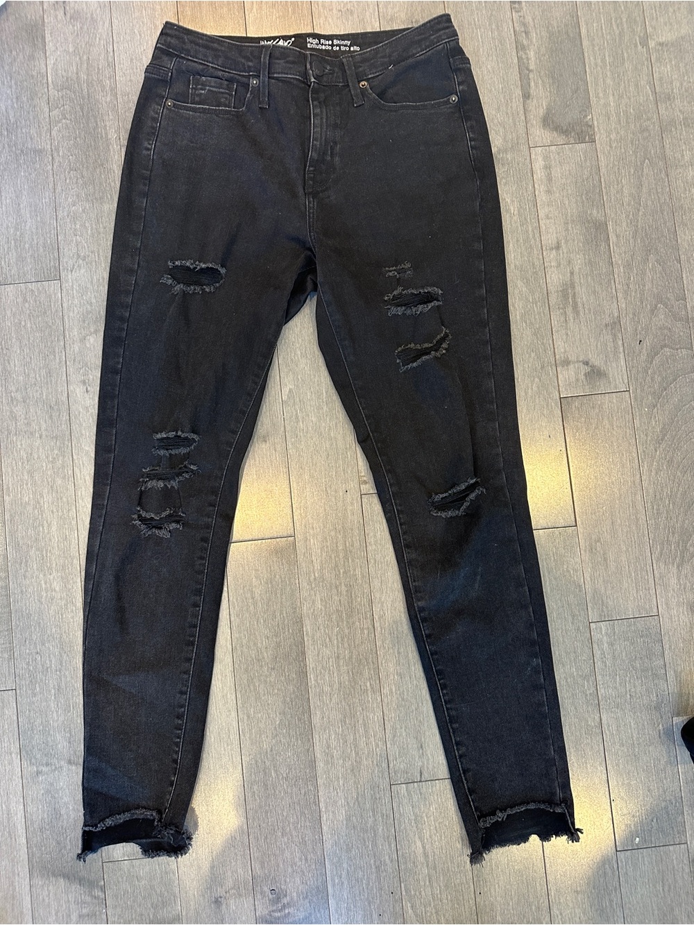 Mossimo Denim Black Distressed Skinny Jeans
